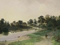A River Landscape With Figures On A Path - Louis Meijer