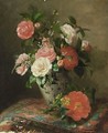 A Still Life With Pink And White Roses - Alexina Cherpin