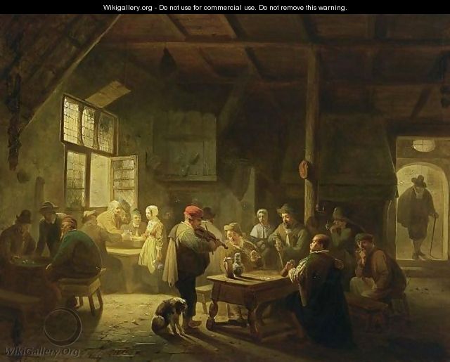 A Busy Tavern Scene - Adrien Ferdinand de Braekeleer
