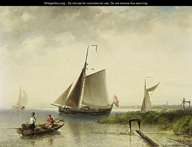 A Dutch River View - Elias Pieter van Bommel
