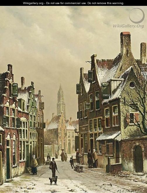 A Snowy Street Scene - Oene Romkes De Jongh