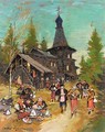 Easter Celebrations By The Village Church - Konstantin Alexeievitch Korovin