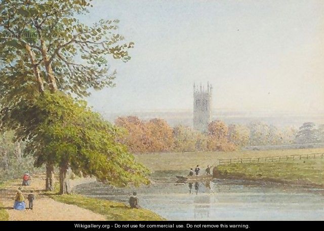 View Of Magdalen Collage Tower From Christ Church Meadow, Oxford - George Pyne