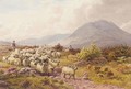 Shepherds Driving Sheep On A Path In The Hills - Henry Birtles