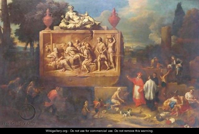 Saint Charles Borromee Faisant La Charite Dans Un Paysage Orne De Ruines - Henry Ferguson