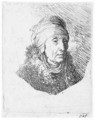 Woman With A High Headdress Bound Round The Chin - (after) Harmenszoon Van Rijn Rembrandt