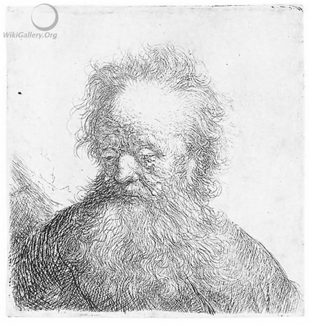 Old Man With A Flowing Beard Bust - Rembrandt Van Rijn