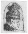 Grotesque Profile Man In A High Cap - Rembrandt Van Rijn