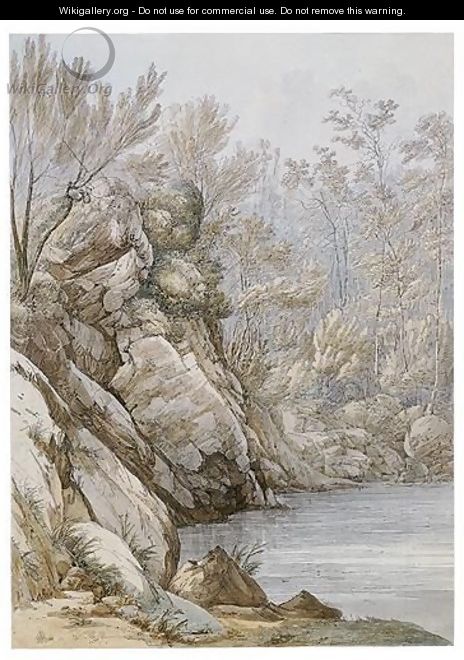 View Of A Pool In A Wooded Landscape, North Wales - John Webber