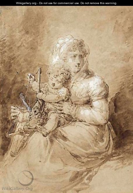 Femme Avec Son Enfant Jouant Avec Un Polichinelle - Jean-Baptiste Isabey