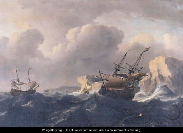 Shipping In A Storm Off A Rocky Coast - Ludolf Backhuysen