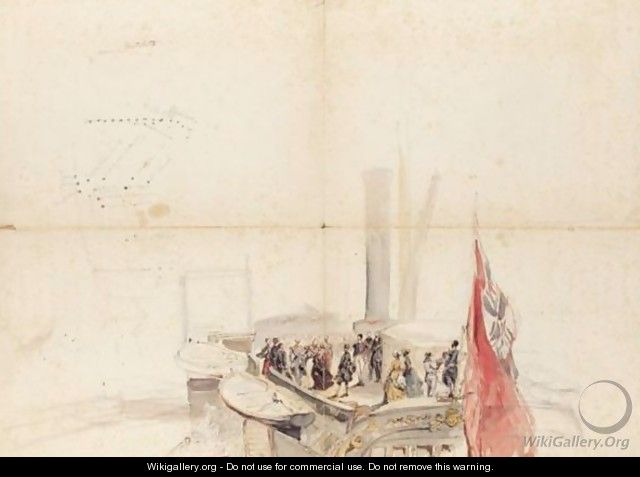 Etude Pour La Reine Victoria Recevant Le Roi Louis-Philippe A Bord De Son Yacht Royal En Rade Du Treport Le 2 Septembre 1843 - Eugène Isabey