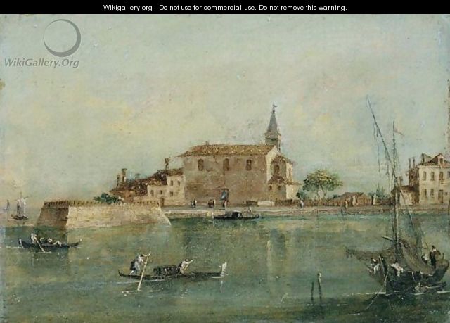 Capriccio With Buildings, A Fishing Boat And Gondolas In The Foreground - Francesco Guardi