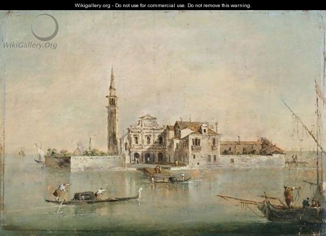 Capriccio With A Church And Tower, A Fishing Boat And Gondolas In The Foreground - Francesco Guardi