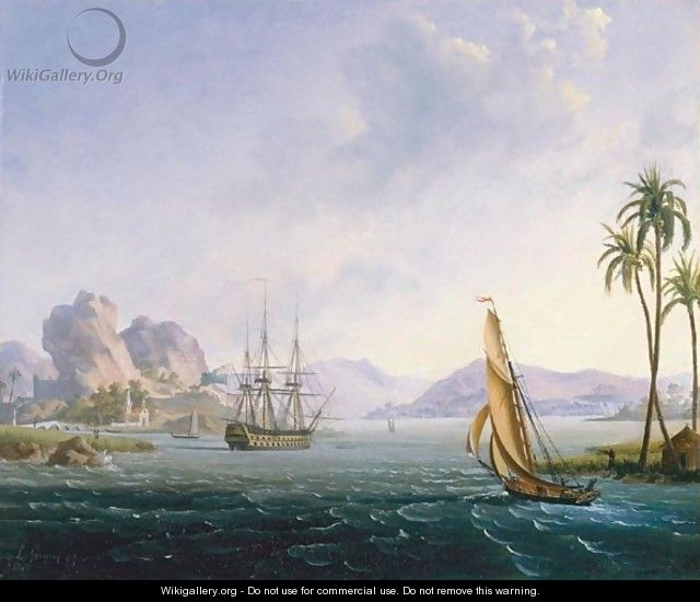 View Of A Tropical Port - Ambroise-Louis Garneray
