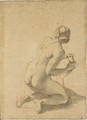 Study Of A Kneeling Female Nude - Giovanni Battista (Baciccio) Gaulli