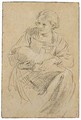 A Seated Woman Holding A Bundle - Domenichino (Domenico Zampieri)