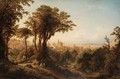 A View Of Rome, With Peasants Resting By Trees In The Foreground - Friedrich Horner