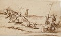 Three Pilgrims And A Dog Resting In A Landscape - Alessandro Magnasco