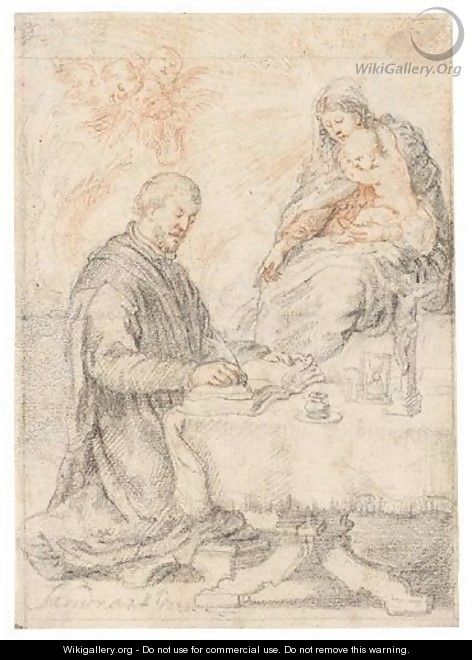 The Virgin, With The Christ Child, Dictating The Gospel To St. Luke - Joachim von, I Sandrart