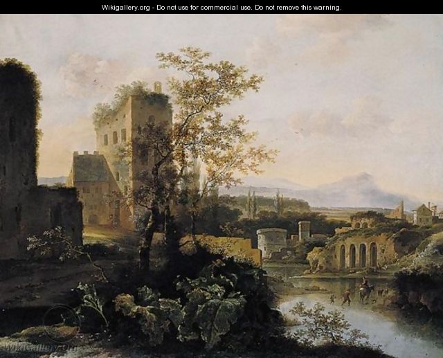 An Extensive Lanscape With Classical Ruins Beside A River - Jan Gabrielsz. Sonje
