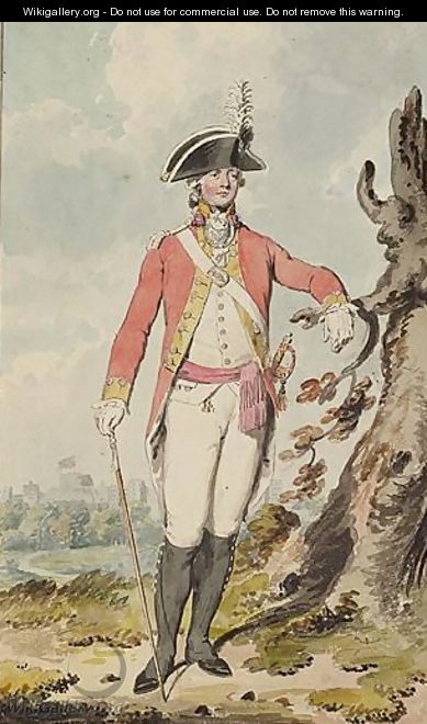 Officer Of The 29th Regiment Or Foot In Windsor Great Park With The Castle In The Distance - Edward Dayes