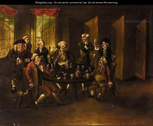 Gentlemen Drinking Wine In Their Club - (after) Thomas Patch