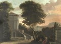 An Extensive Landscape With Classical Architecture And Figures In The Foreground - French School