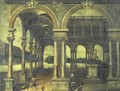View Of A Loggia With Strolling Noblemen - Spanish School