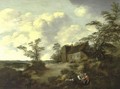 Figures Gathered Outside A Cottage In An Extensive Landscape - (after) Cornelis Van Zwieten