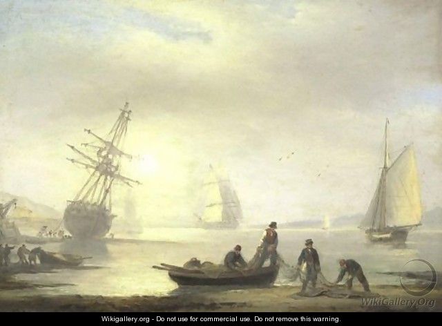 Fishermen In Harbor - Thomas Luny