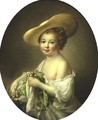 Portrait Of A Girl Holding Grapes - (after) Franois-Hubert Drouais