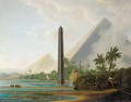 An Egyptian Capriccio Landscape With The Pyramids Of Giza And A Stone Needle On The Banks Of The Nile And Horsemen In The Foreground - Thomas Daniell