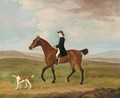 A Liveried Groom Exercising A Bay Hunter Accompanied By A Dog - Francis Sartorius