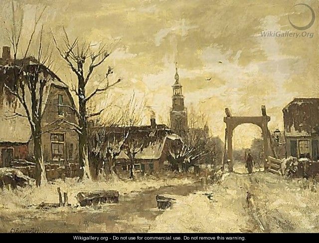 View Of Nieuwkoop In Winter - Gerhardus Johannes Roermeester