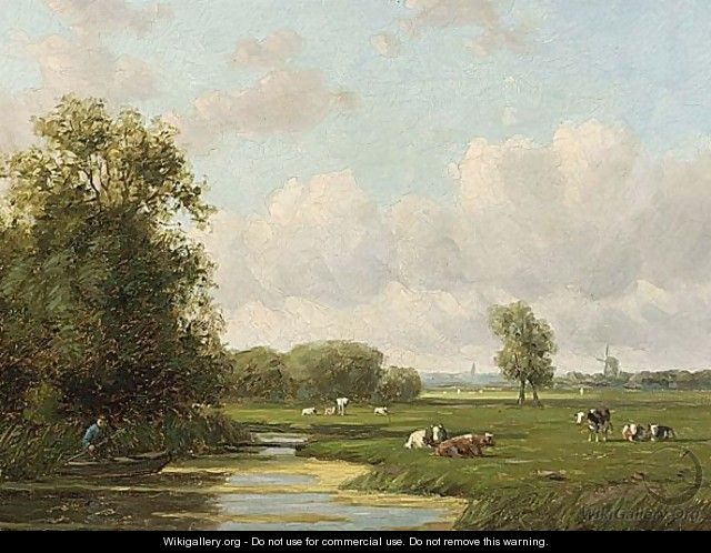 Cows In A Dutch Polder Landscape - Willem Vester