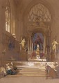 Figures Praying At The Altar Of A Church In Northern France - David Roberts