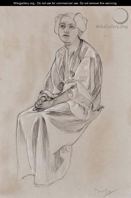 A Seated Lady - Alphonse Maria Mucha
