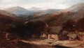 A Welsh Mountain View With Figures By A Croft - Henry Bright