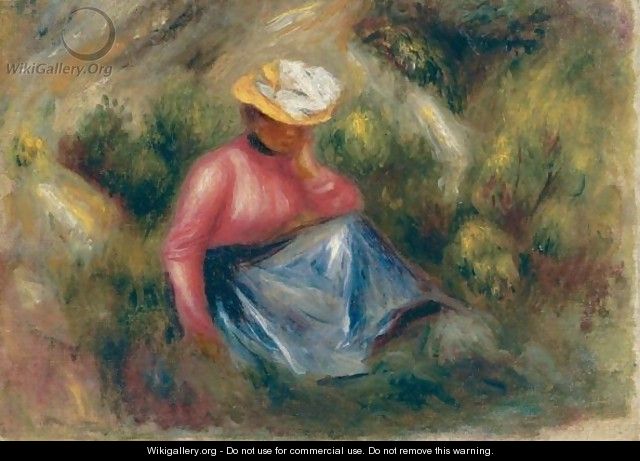 Jeune Femme Assise Avec Chapeau - Pierre Auguste Renoir