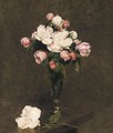 Roses Blanches Et Roses Dans Un Verre A Pied - Ignace Henri Jean Fantin-Latour