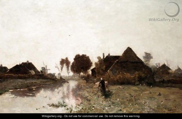 A Dutch River Village - Paul Joseph Constantine Gabriel