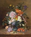 A Still Life With Flowers And Fruit - David Emil Joseph de Noter