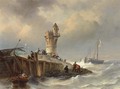 Shipping Near The Coast - Henry Adolphe Schaep