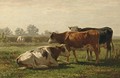 Cows In A Summer Landscape - Johannes-Hubertus-Leonardus de Haas