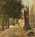 A Sunlit Street In A Dutch Town - Johannes Christiaan Karel Klinkenberg