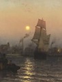 Shipping In Harbor By Moonlight - Mauritz F. H. de Haas