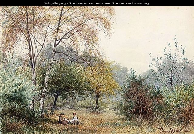 An Autumn Landscape With Seated Figures - Paul Trouillebert