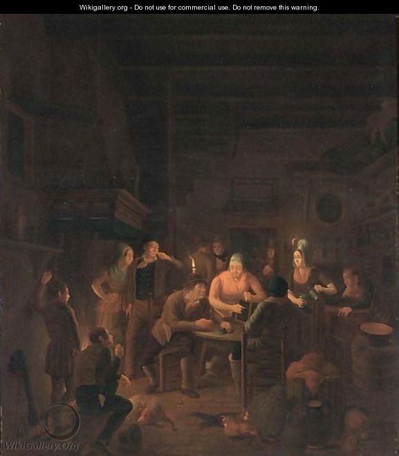 A Tavern Interior With Villagers - Christoffel Wust