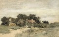 View Of A Landscape With Horses On A Path - Jan Hendrik Weissenbruch